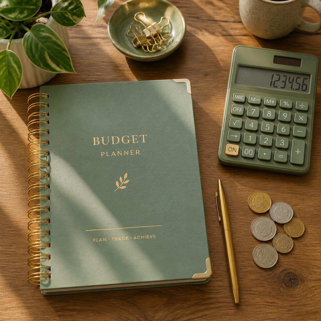 Budget planner flat lay
