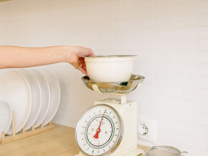 Bowl on a kitchen scale
