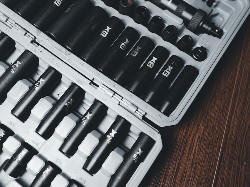 Socket wrench set in its case