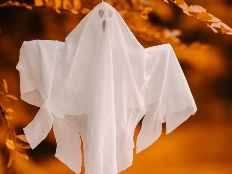 Hanging white ghost decoration
